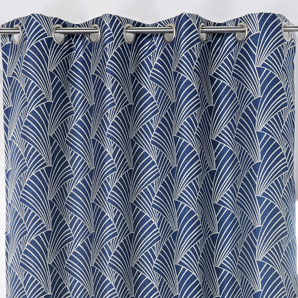 Rideau d'ameublement imprimé art déco polyester bleu 135x250 cm — vue 3