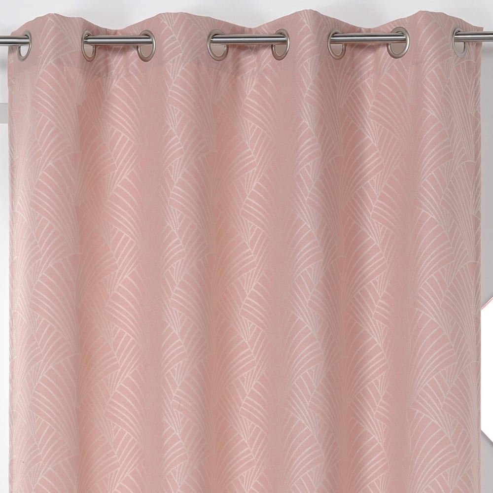 Rideau d'ameublement imprimé art déco polyester rose clair 135x250 cm — vue 3