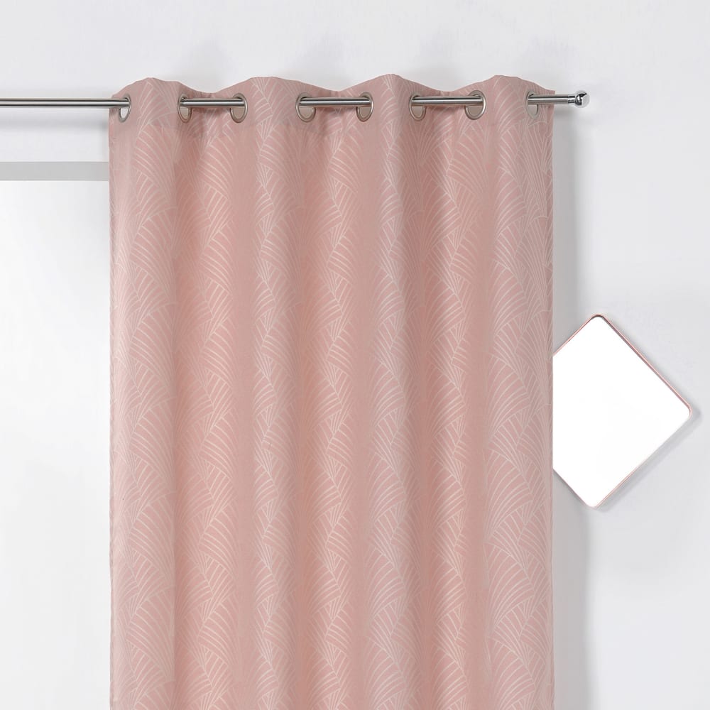 Rideau d'ameublement imprimé art déco polyester rose clair 135x250 cm — vue 4