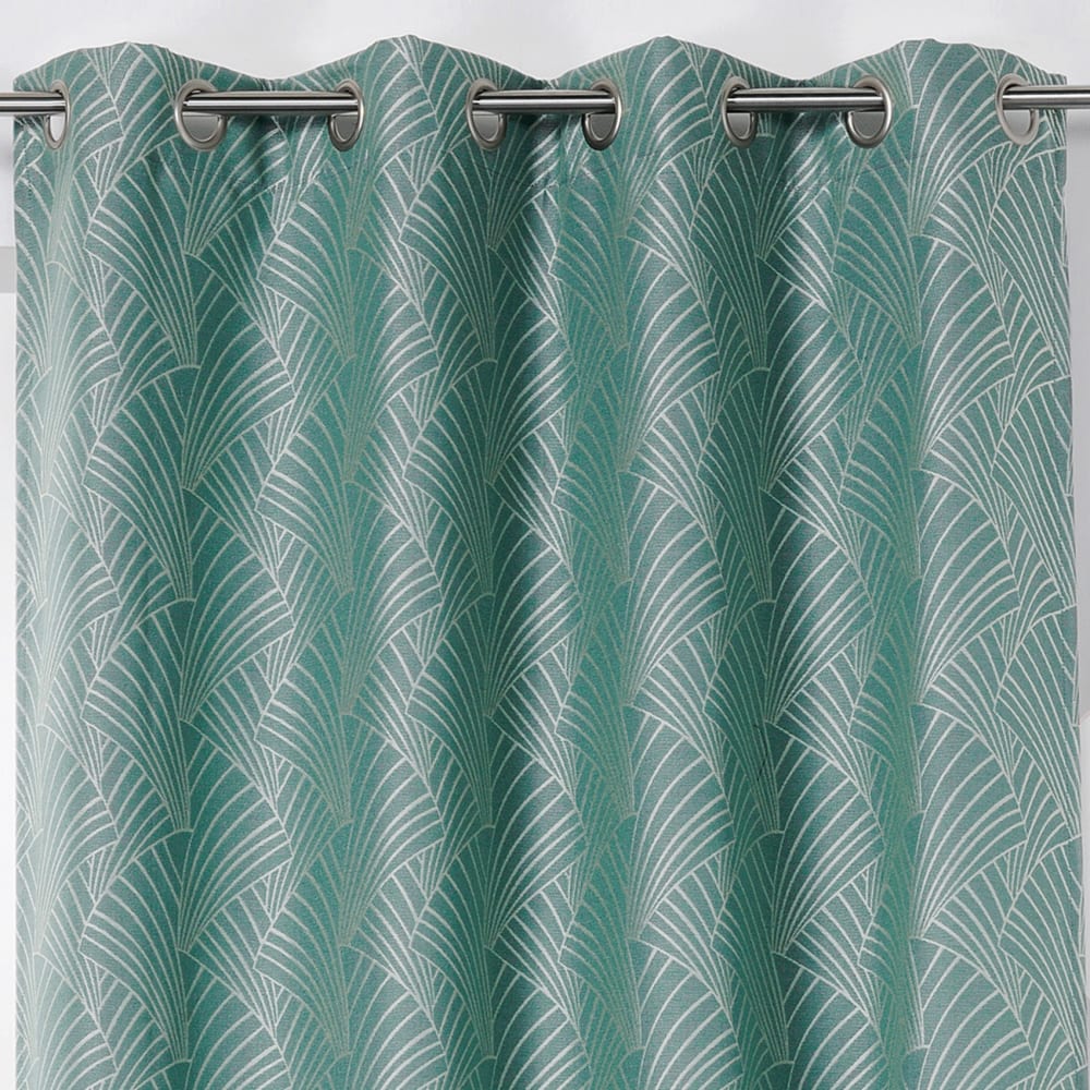 Rideau d'ameublement imprimé art déco polyester vert clair 135x250 cm — vue 3