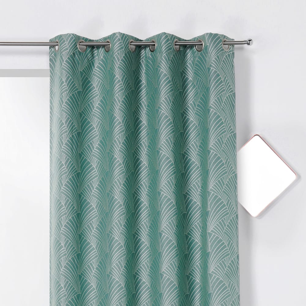 Rideau d'ameublement imprimé art déco polyester vert clair 135x250 cm — vue 4