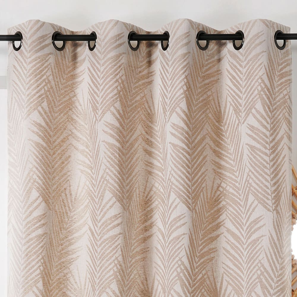 Rideau imprimé feuille de palmier coton naturel 140x240 cm — vue 3