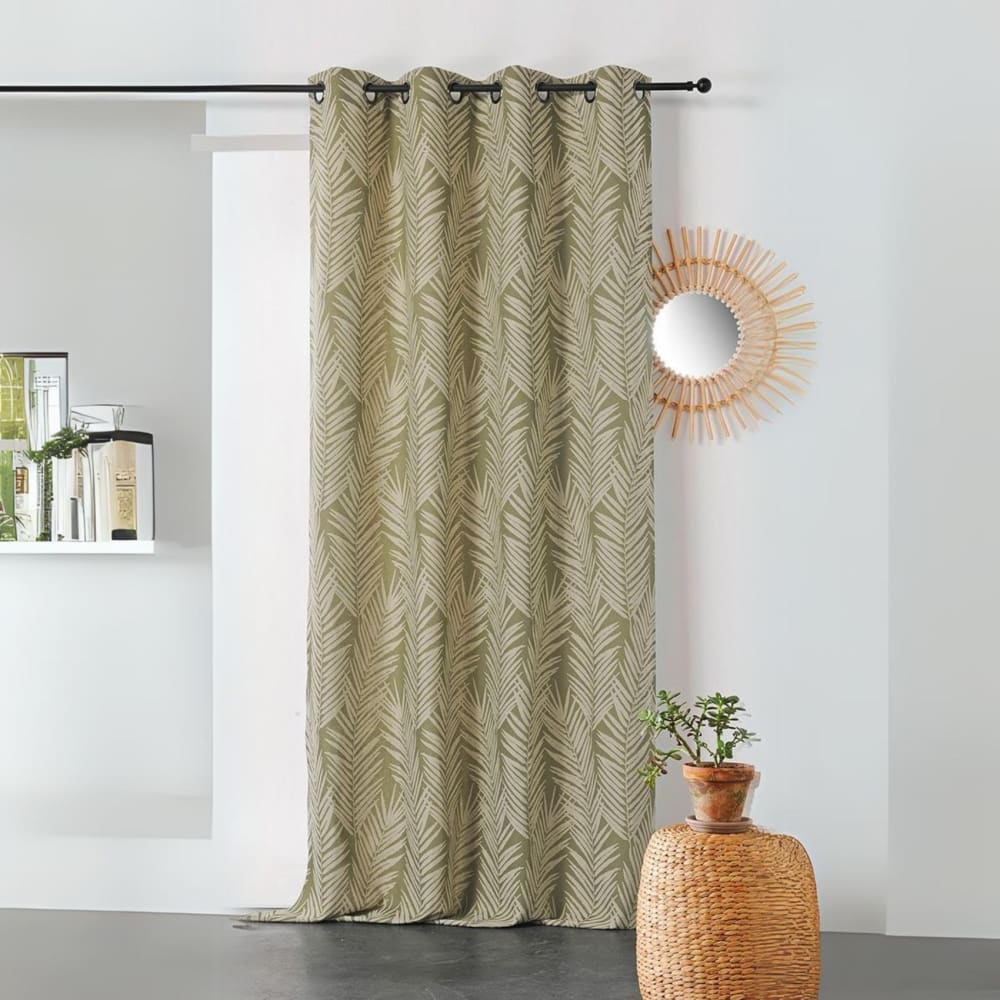 Linder Vorhang mit Palmblattdruck style modern Grün Baumwolle