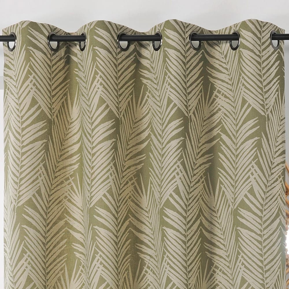 Rideau imprimé feuille de palmier coton vert 140x240 cm — vue 3