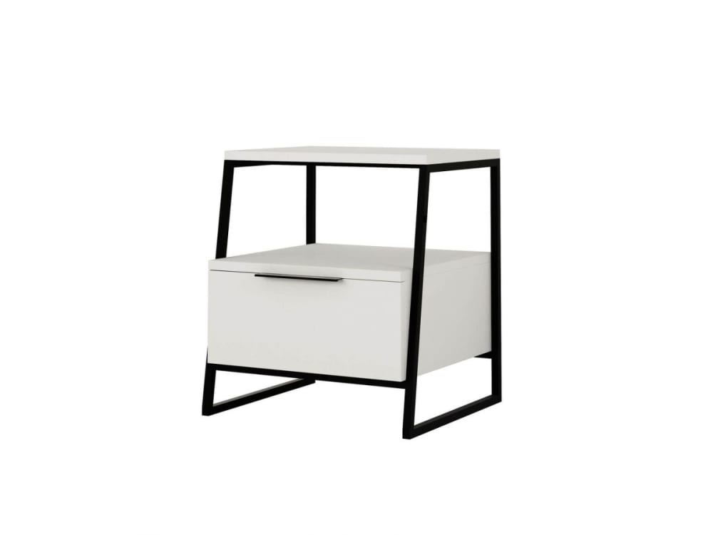 Bobochic PONTIS - Table de chevet Blanc style contemporain Blanc Panneau De Particules