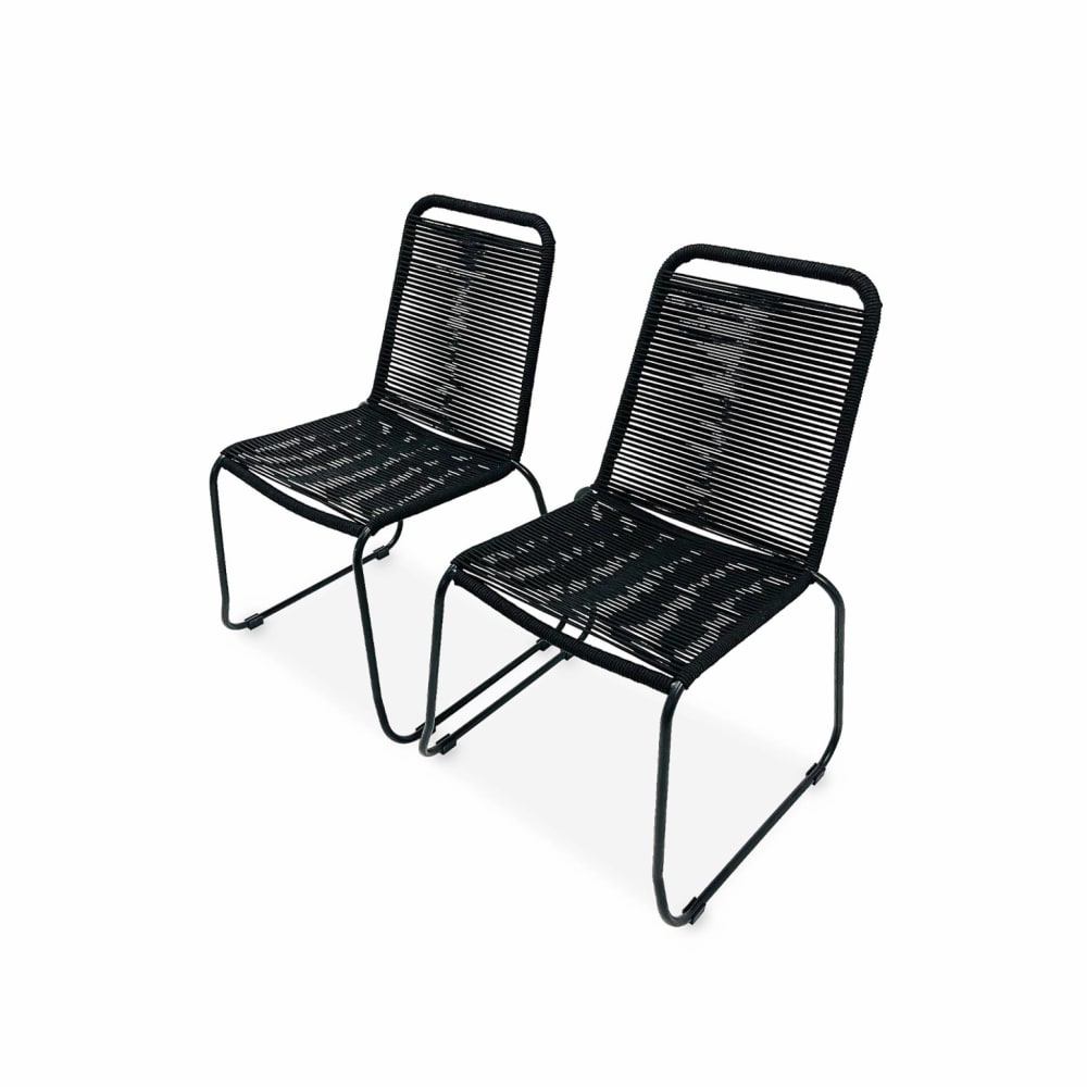 2 chaises de jardin en corde noir