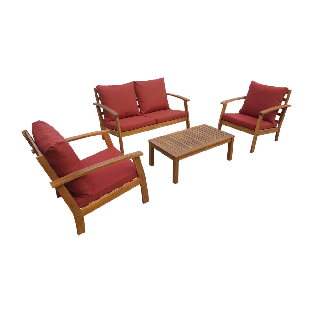 Salon de jardin en bois 4 places terracotta