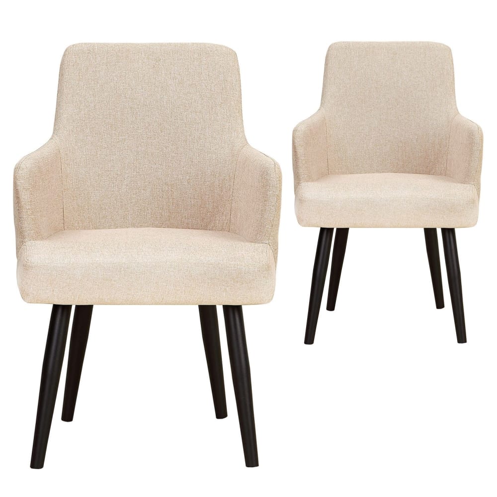 Lot de 2 fauteuils de table en velours beige