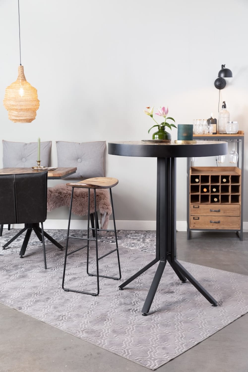 Tabouret de bar en teck recyclé élégant