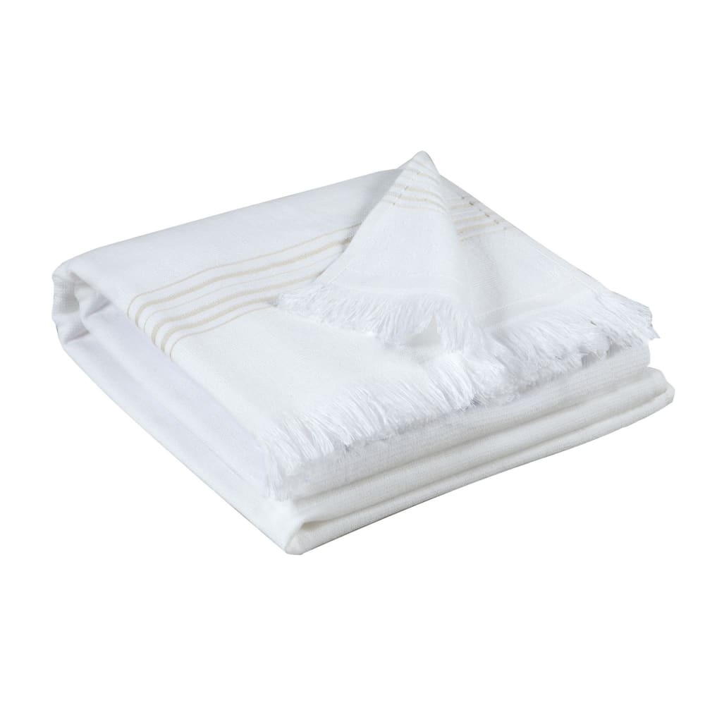 Vivaraise Drap hammam en coton neige 90 x 180 cm Blanc