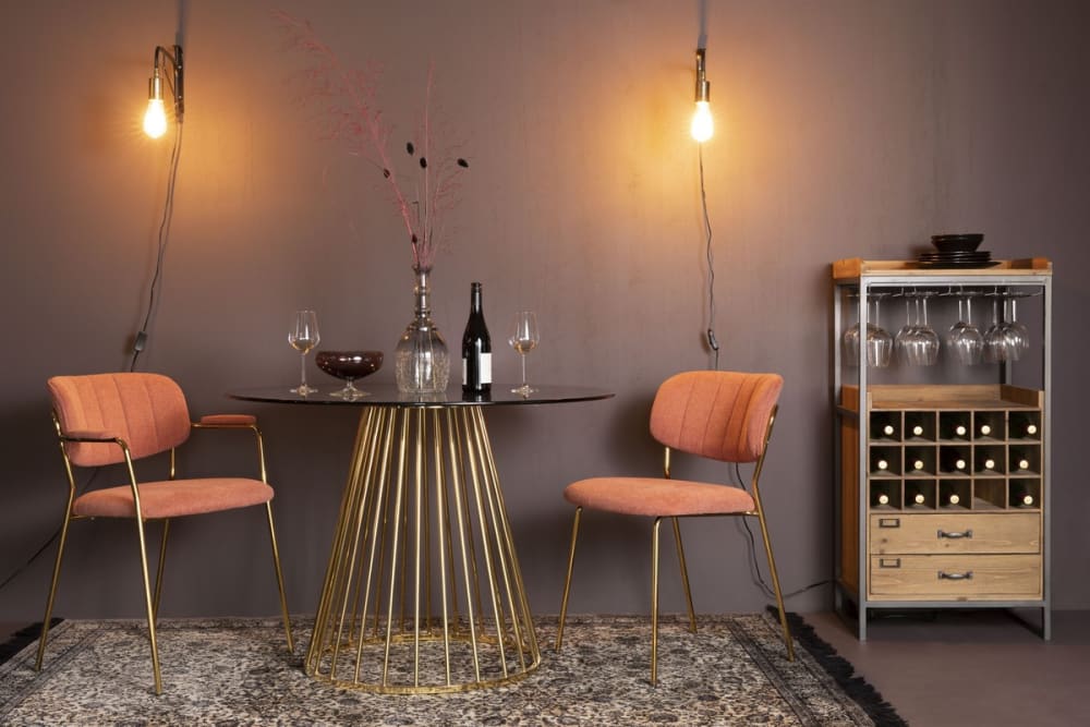 Runder Tisch aus Rauchglas mit goldenem Fuß - Maisons Du Monde