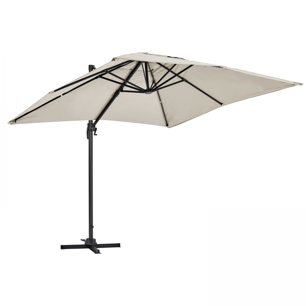 Parasol déporté inclinable et rotatif 2x3m en aluminium écru