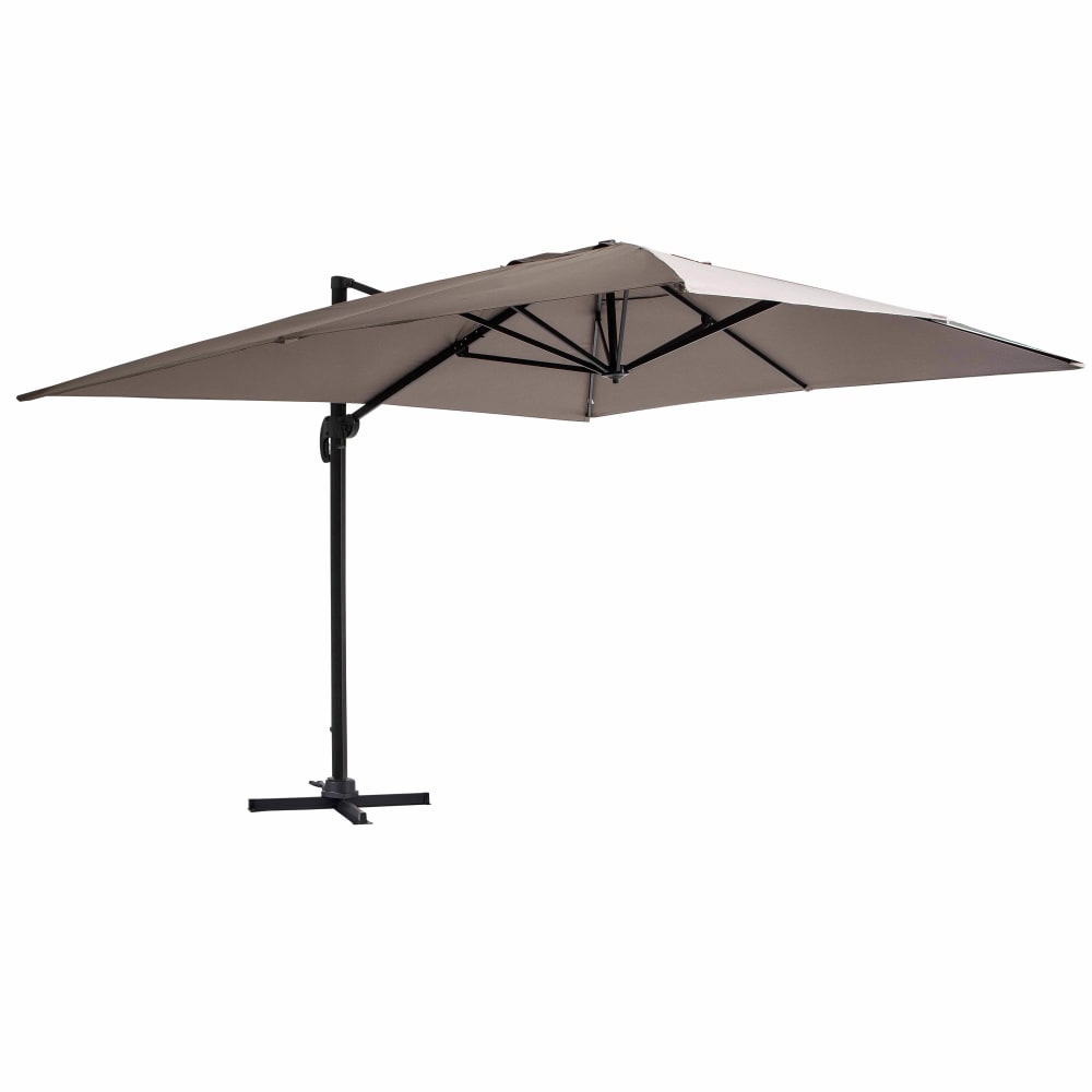 Parasol déporté inclinable et rotatif 4x3m en aluminium taupe