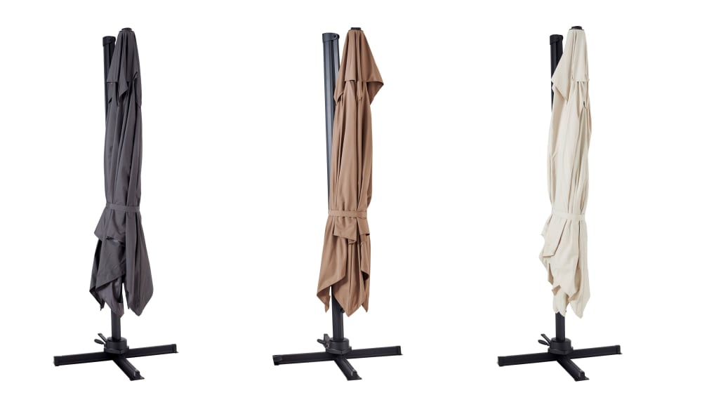 Parasol déporté inclinable et rotatif 4x3m en aluminium taupe