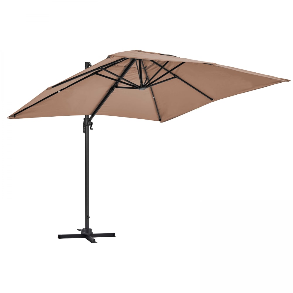 Parasol déporté inclinable et rotatif 2x3m en aluminium taupe