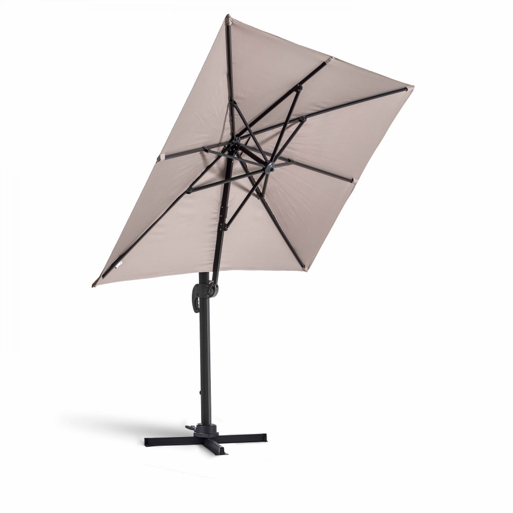 Parasol déporté inclinable et rotatif 2x3m en aluminium taupe