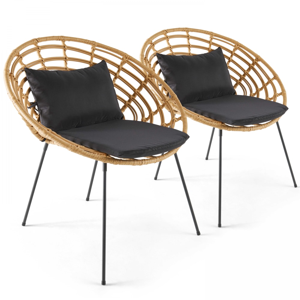 Lot de 2 fauteuils en rotin synthétique