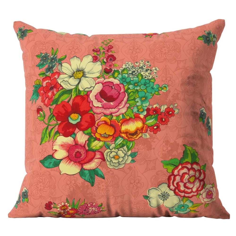 Housse de coussin extérieur 60x60 cm motif fleuri rose