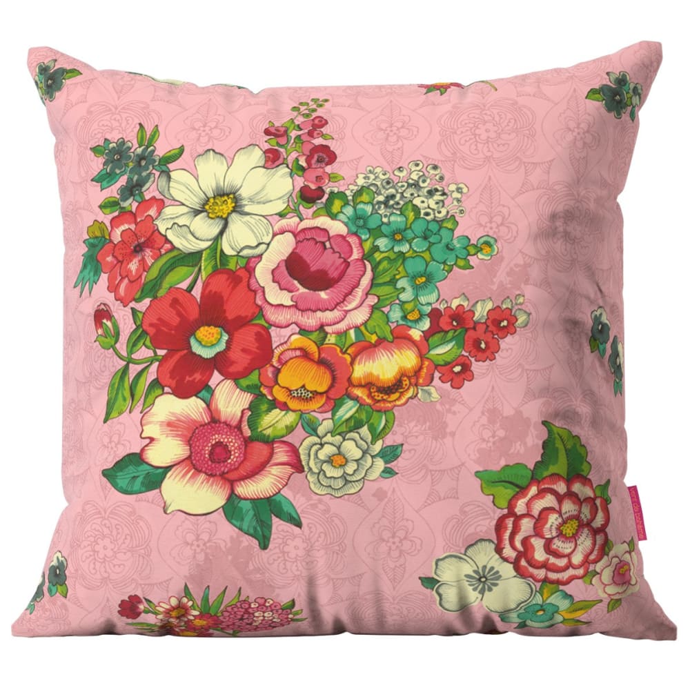 Housse de coussin extérieur 45x45 cm motif fleuri rose