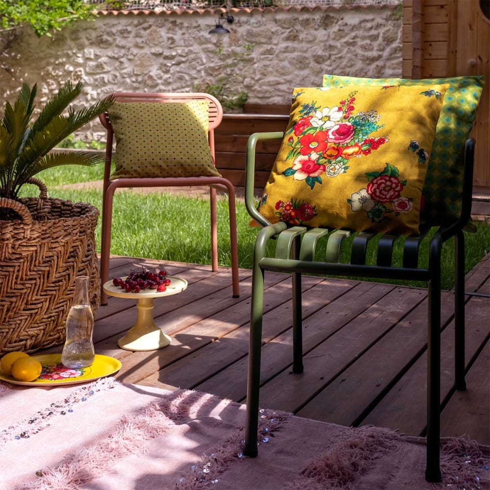 Copricuscino da esterno con stampa floreale giallo 45x45 - Vent