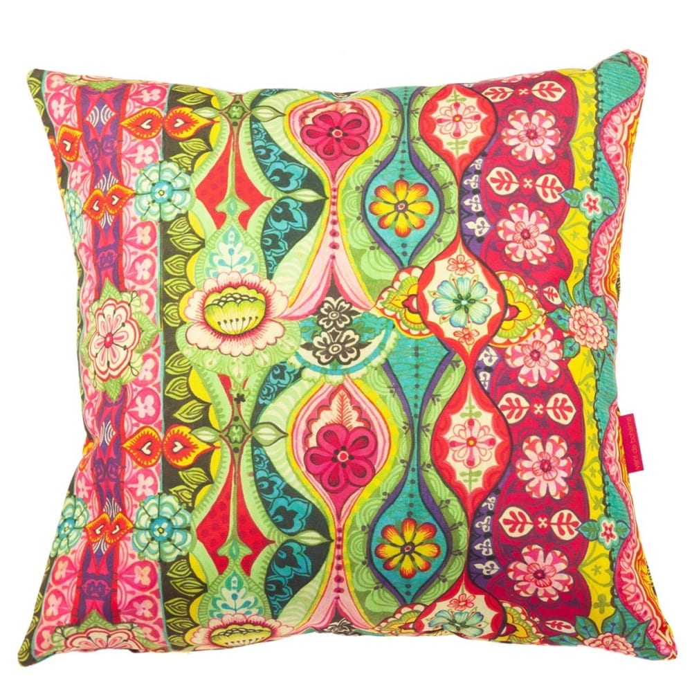 Housse de coussin extérieur 60x60 cm motif fleuri vintage