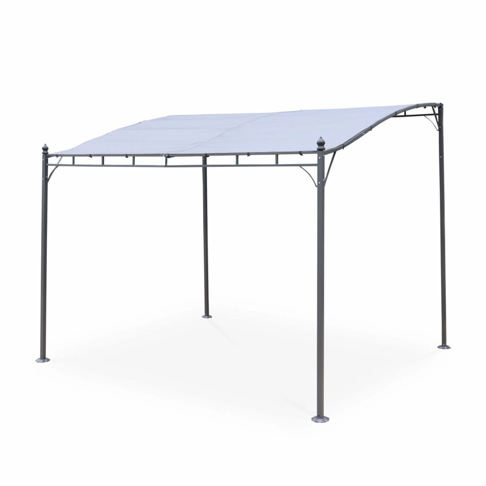 Pergola murale en acier et toile en polyester 3x2,5 m gris
