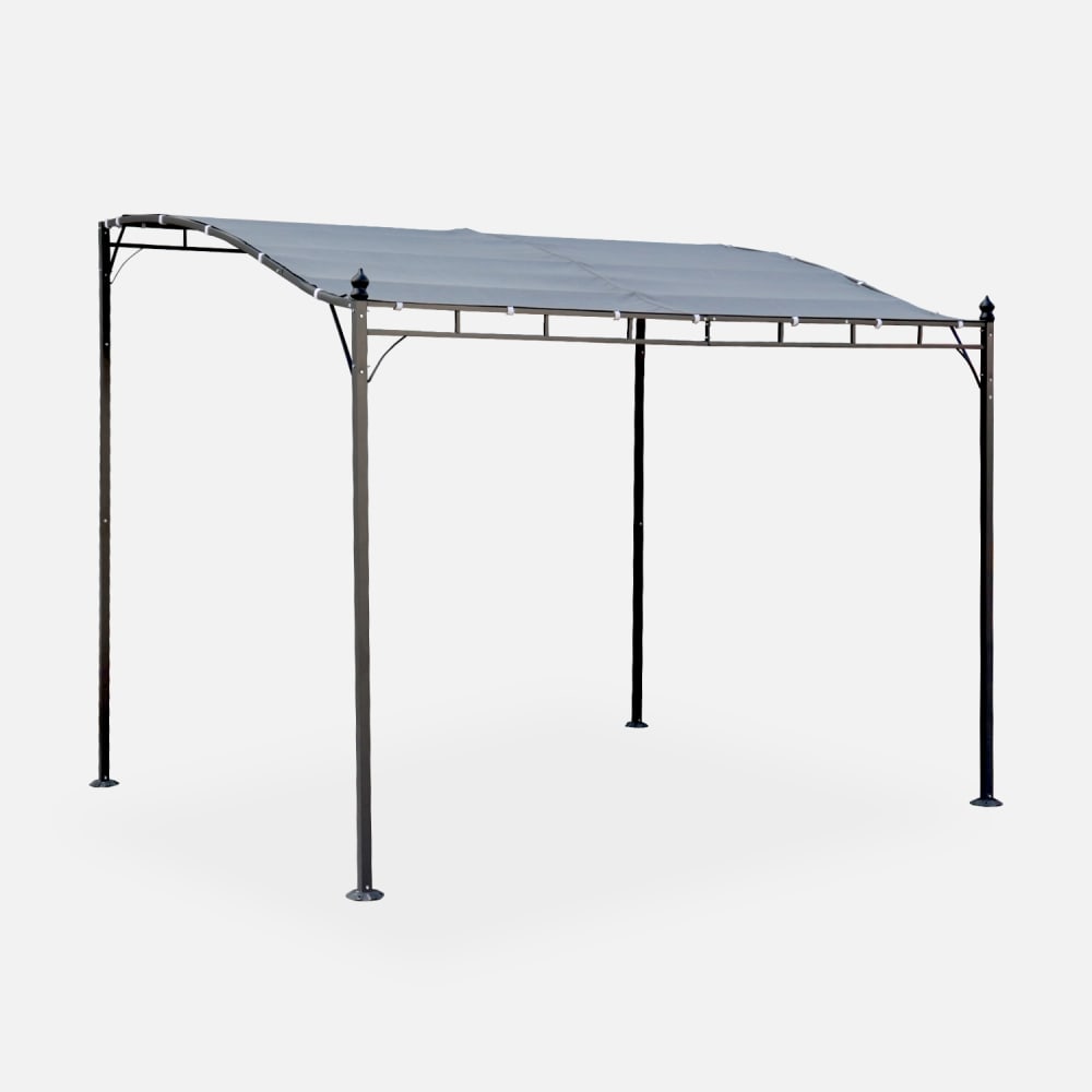 Pergola murale en acier et toile en polyester 3x2,5 m gris