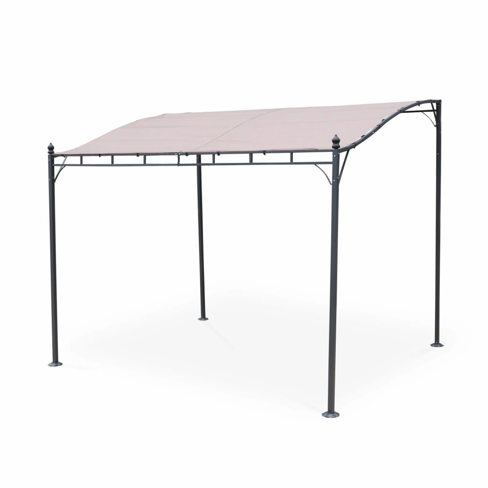 Pergola murale en acier et toile en polyester 3x2,5 m taupe