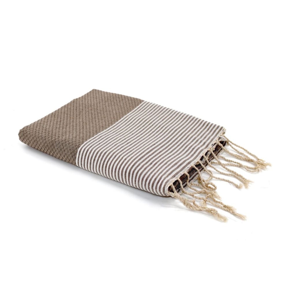 Fouta nid d'abeille coton 100x200 taupe clair