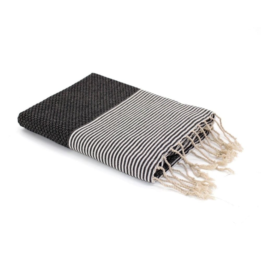 Fouta nid d'abeille coton 100x200 noir