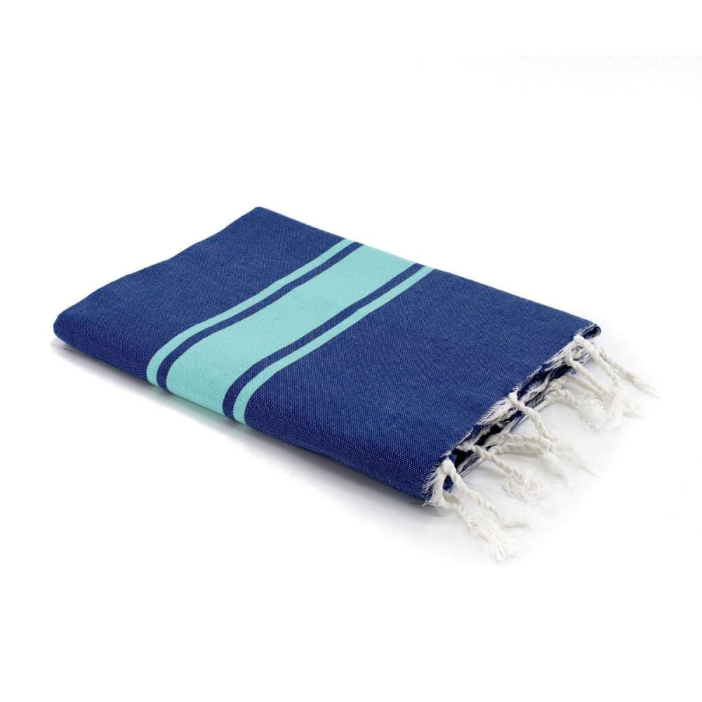 Fouta bicolore coton 100x200 bleu grec & vert turquoise