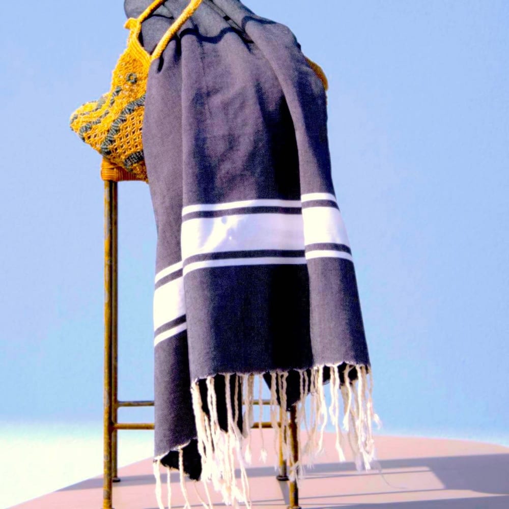 Fouta coton 100x200 bleu jean - Maisons du Monde