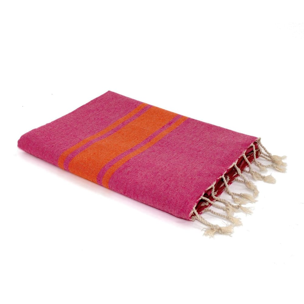 Fouta bicolore coton 100x200 rose fuchsia & orange