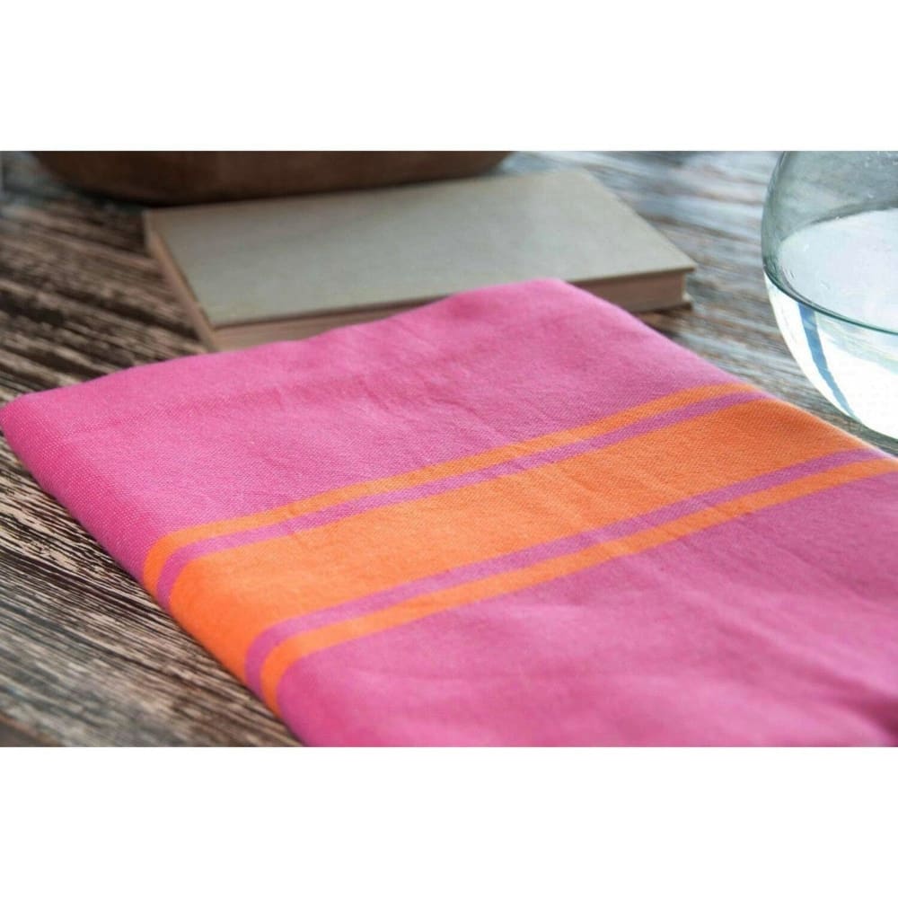 Fouta bicolore coton 100x200 rose fuchsia & orange - Maisons du Monde