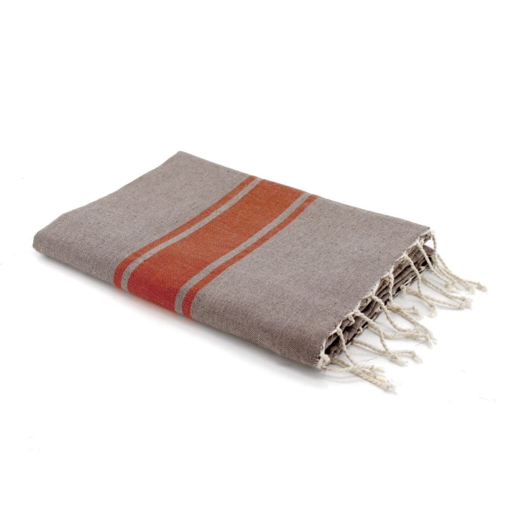 Fouta bicolore coton 100x200 taupe clair & terracotta