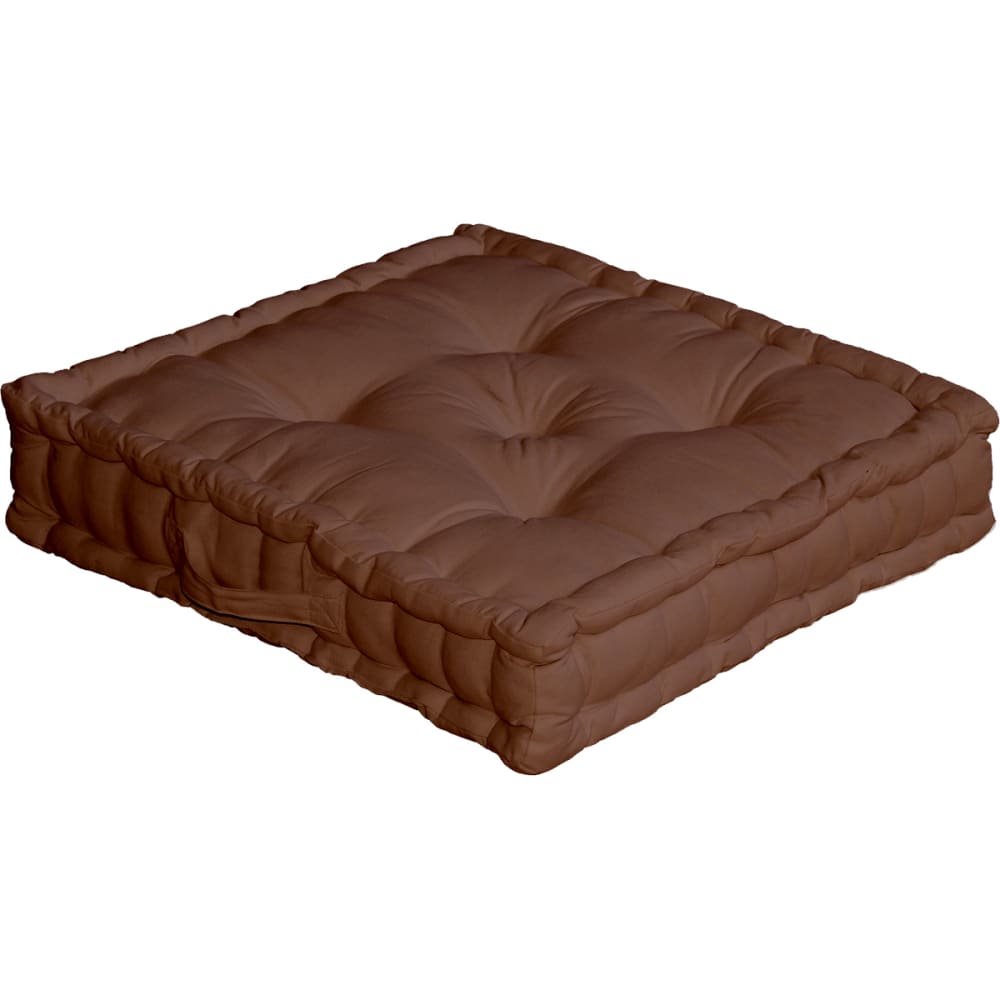 Coussin de sol uni en pur coton chocolat 50 x 50