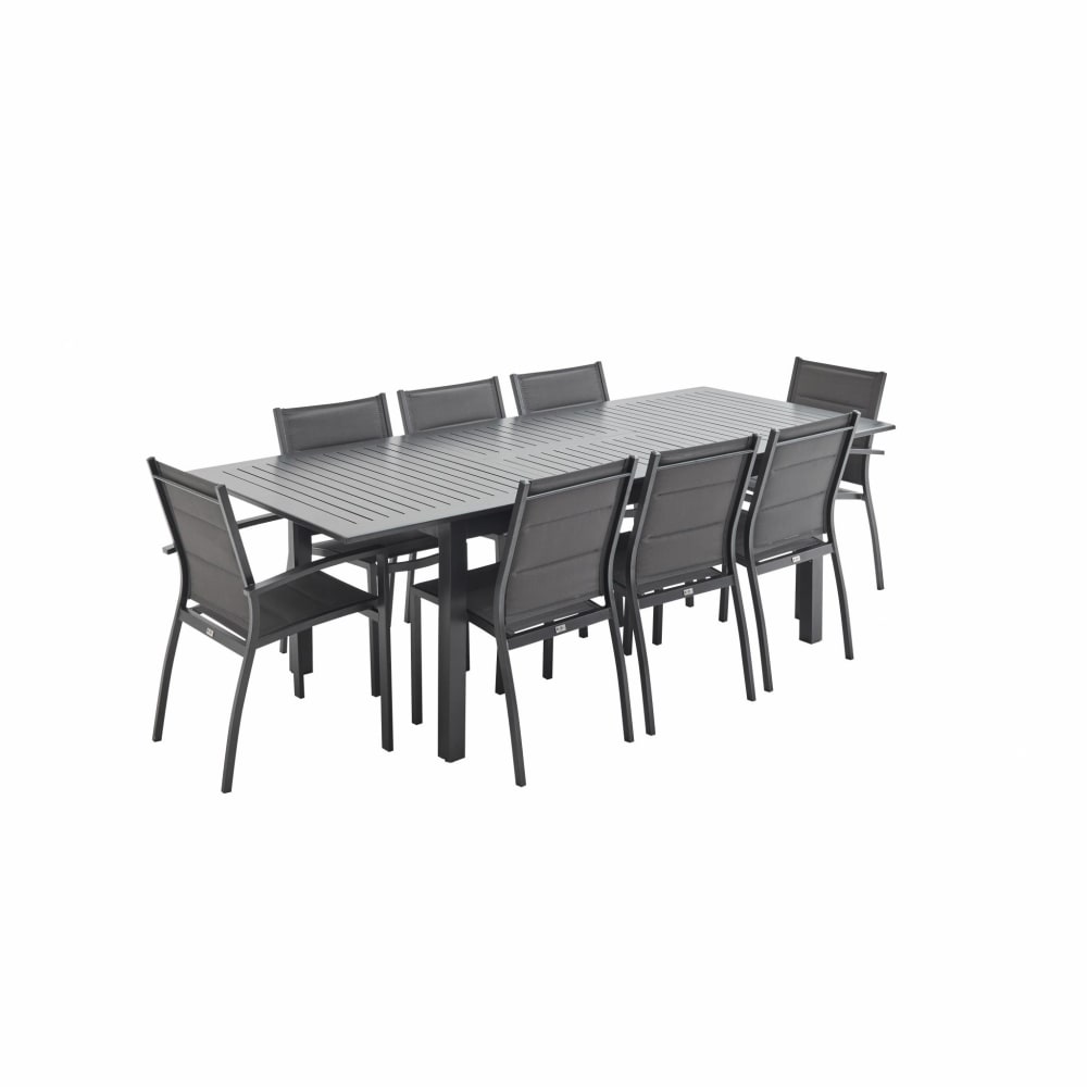 Set tavolo da giardino allungabile in alluminio con 8 sedie,