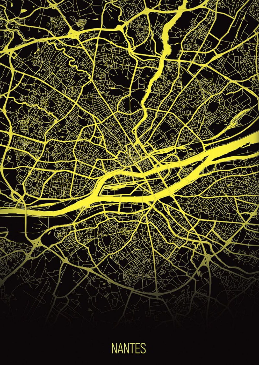 Tableau métal carte Nantes 32X45