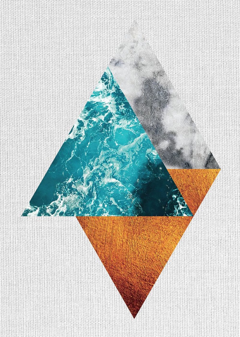 Tableau métal géométrie triangles 32x45