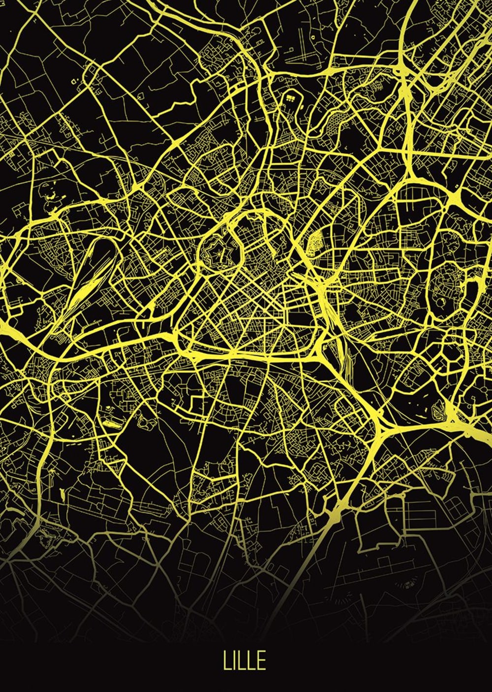Tableau métal carte Lille 32X45