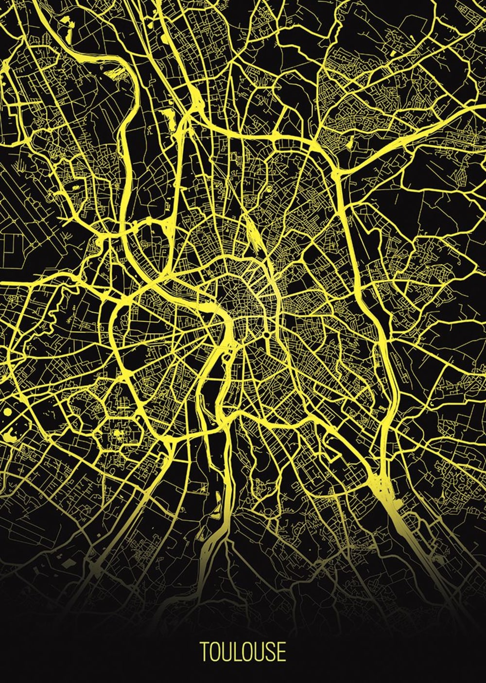 Tableau métal carte Toulouse 32X45