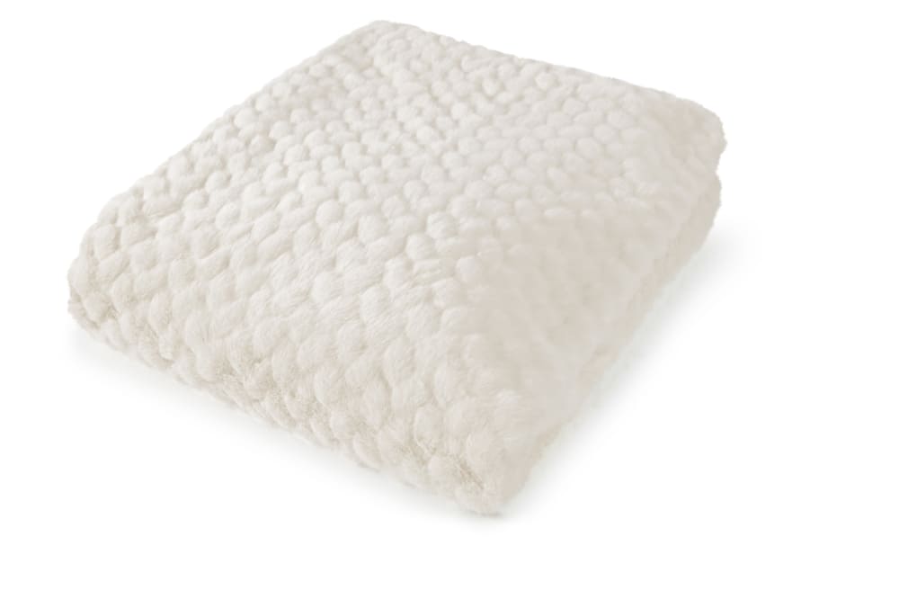 Plaid fausse fourrure  ivoire  avec doublure unie 200x150 - Maisons du Monde