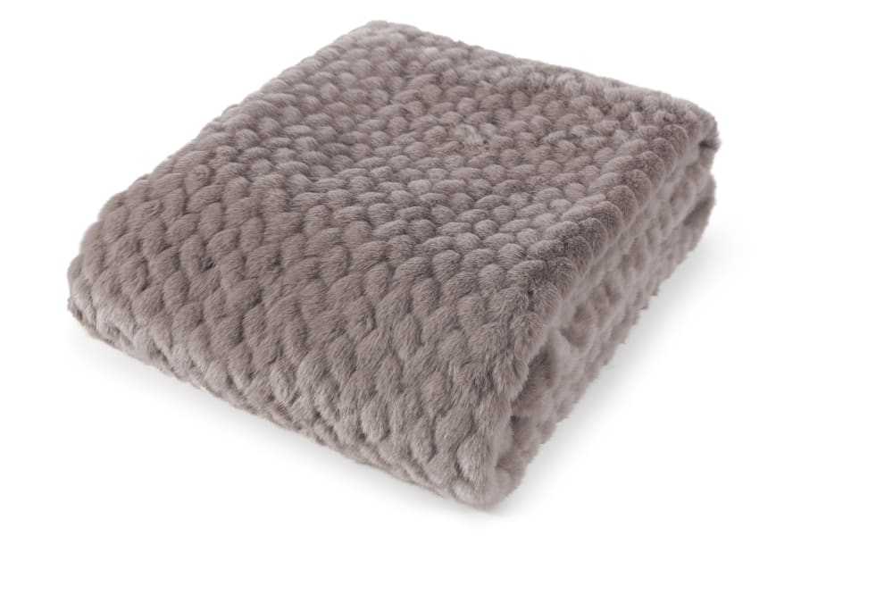 Plaid fausse fourrure taupe avec doublure unie 200x150 — vue 3