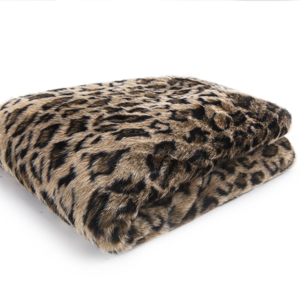 Plaid fausse fourrure leopard avec doublure unie 200x150 - Maisons du Monde