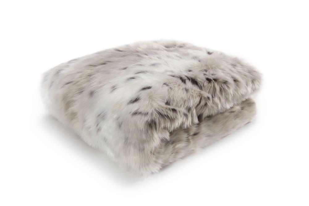 Plaid fausse fourrure lynx ivoire doublure unie 200x150 — vue 3