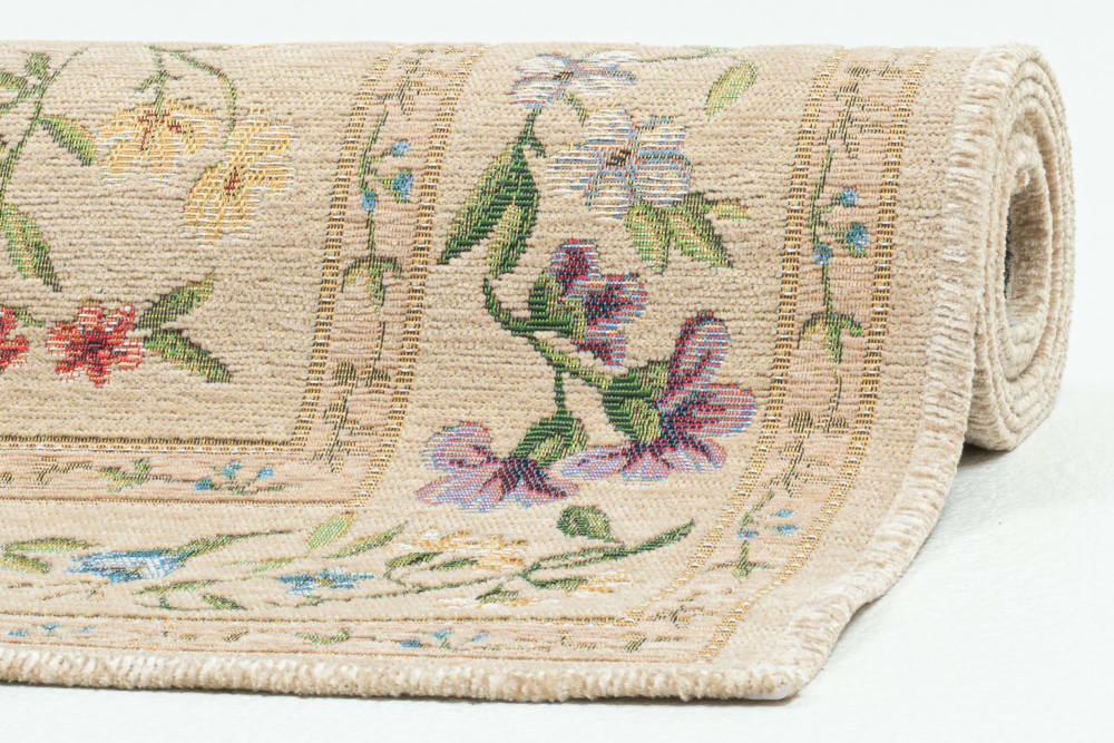 Tapis floral tissé plat - beige 70x120 cm — vue 3