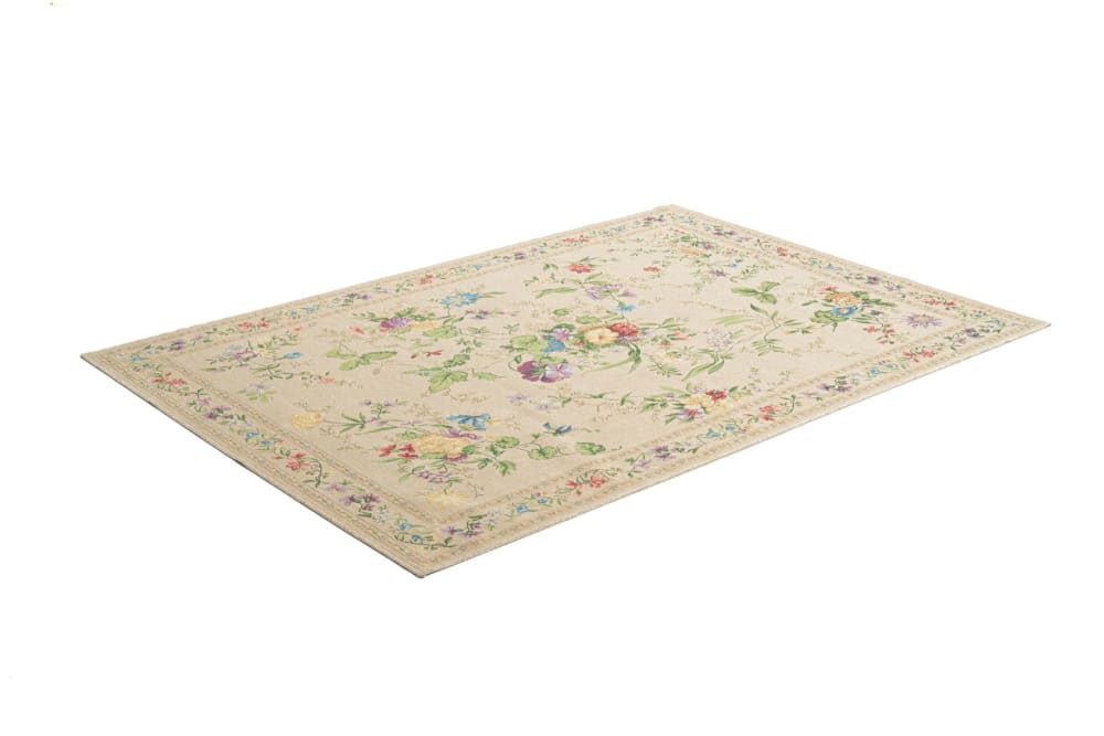 Tapis floral tissé plat - beige 70x120 cm — vue 4