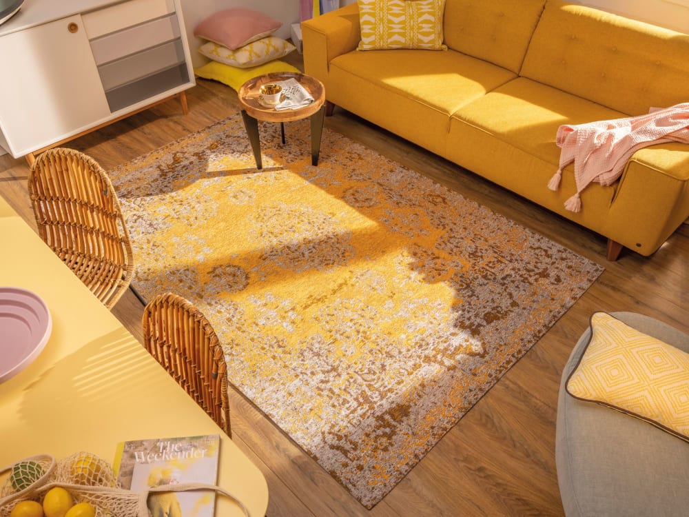 Tapis d'orient vintage tissé plat or 075x140 cm