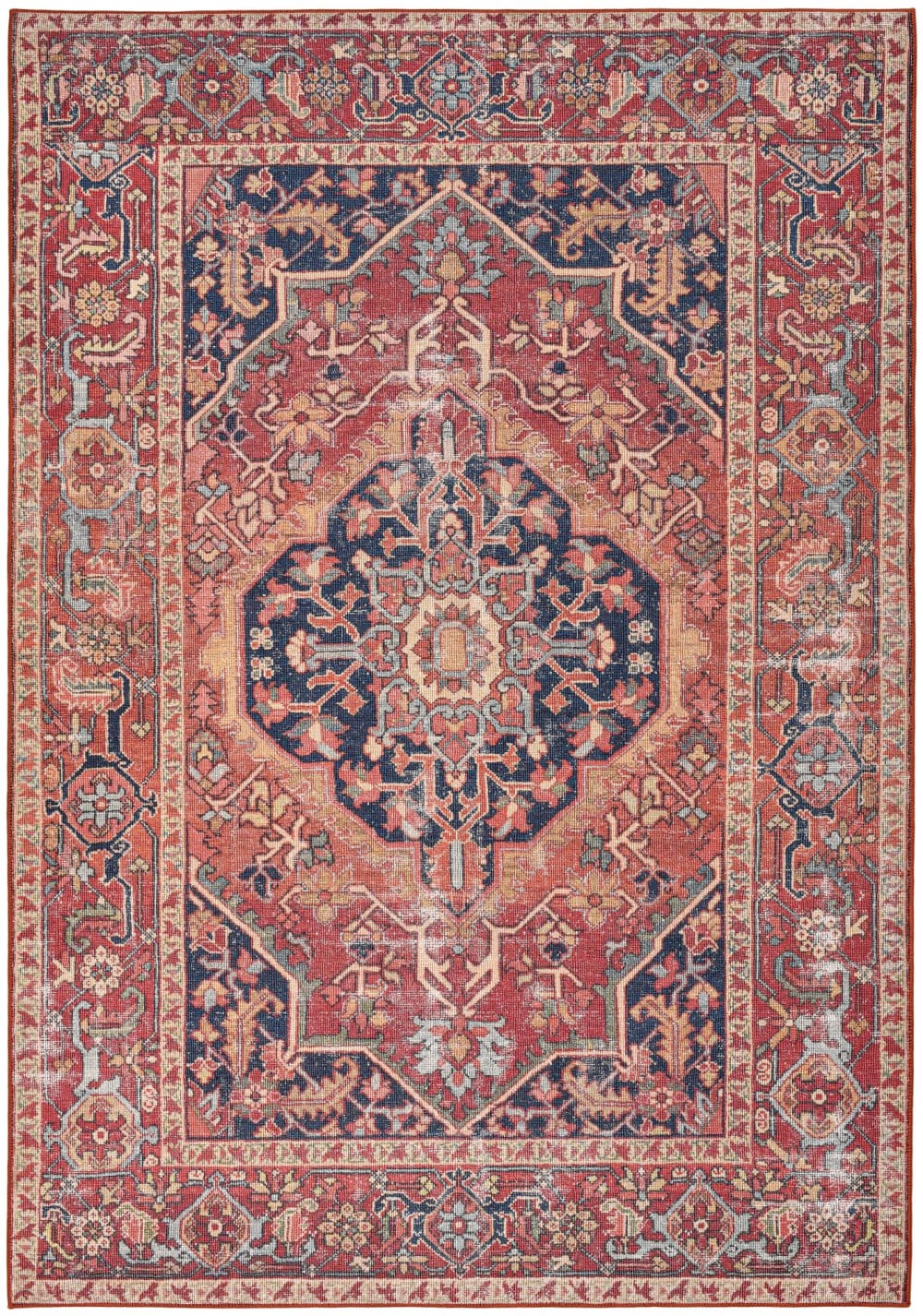 Tapis imprimé en motif heriz vintage - rouge 70x140 cm
