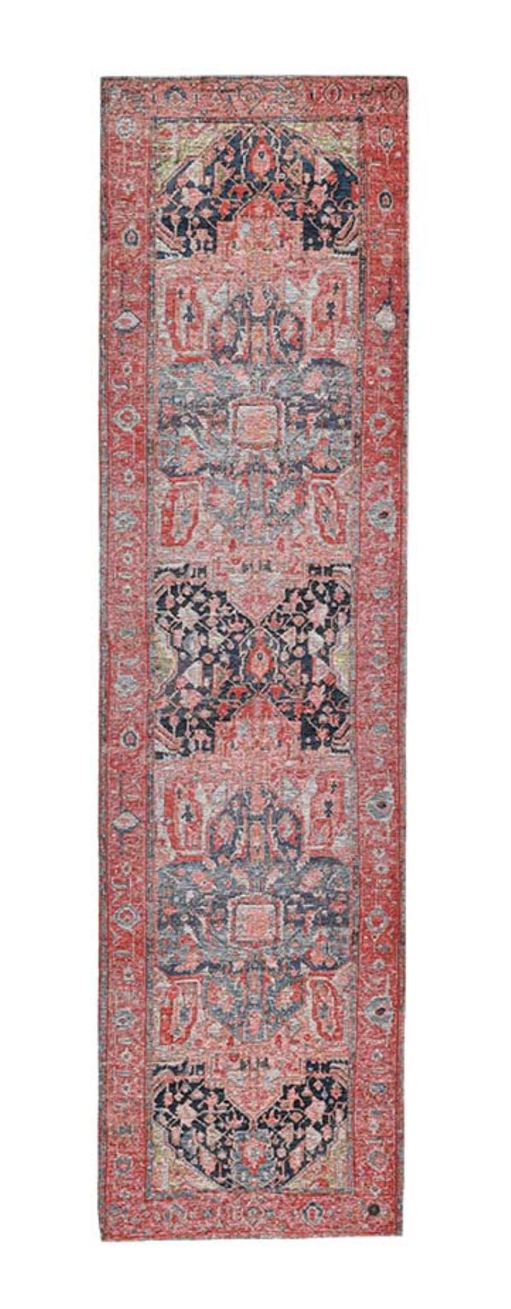Tapis d'orient vintage tissé plat multicolore 048x070 cm